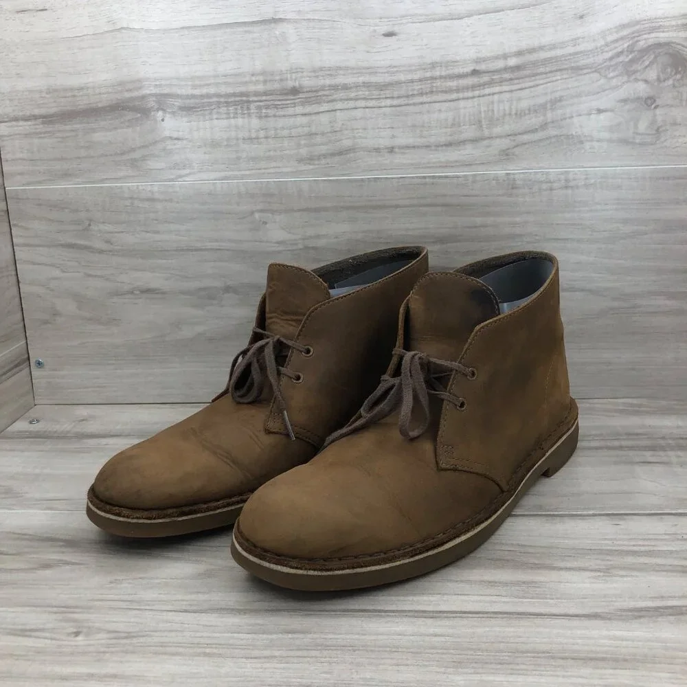 Clarks Boots Mens 10 M Brown Leather Chukka Ankle Boots